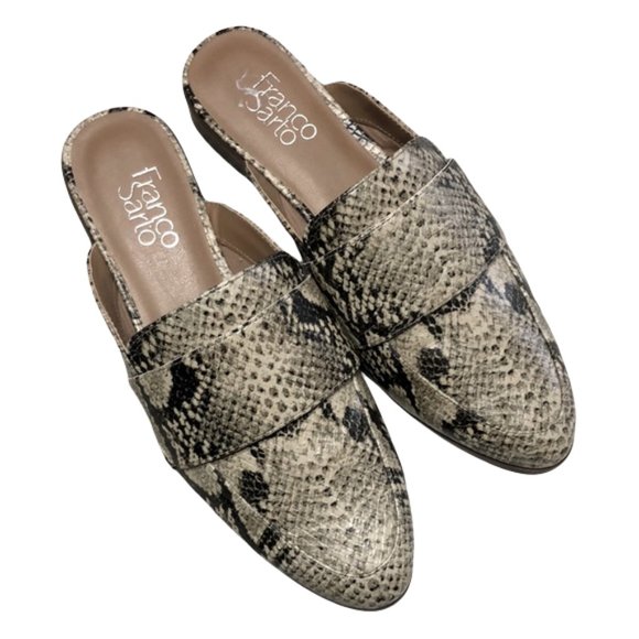 Franco Sarto Beige and Black Patterned Loafers - Picture 1 of 8
